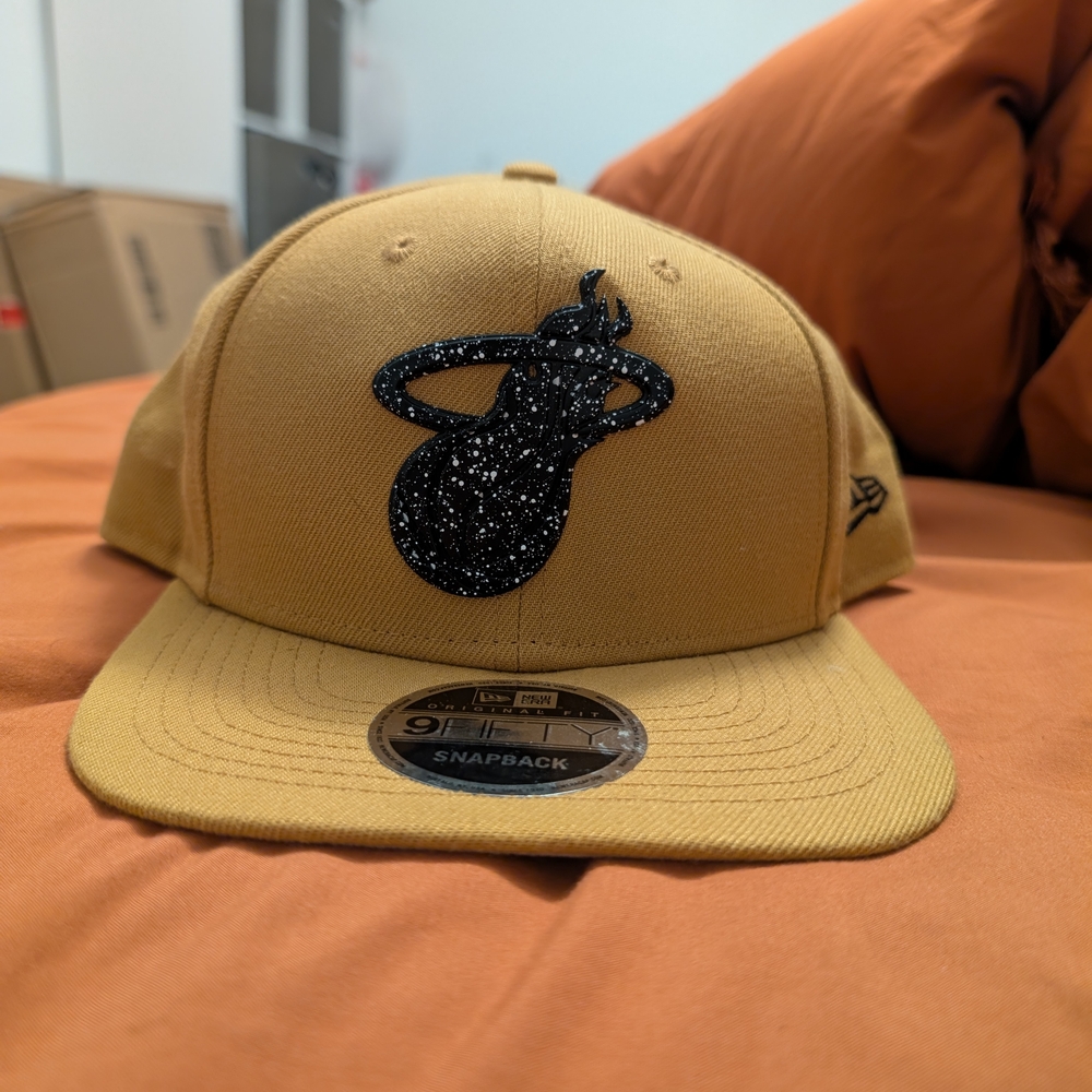 Gold Snapback Cap with Black Glitter Logo